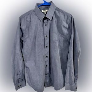 Express 1MX Fitted Men’s M Gray/Blue Dress Shirt
